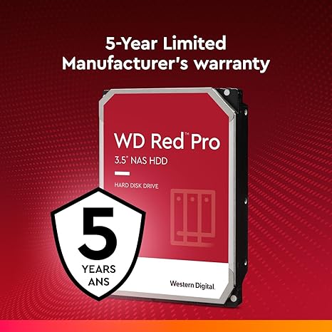 Western Digital 14TB WD Red Pro NAS Internal Hard Drive HDD - 7200 RPM, SATA 6 Gb/s, CMR, 512 MB Cache, 3.5" - WD141KFGX