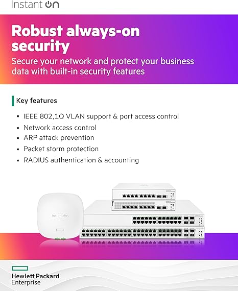 HPE Networking Instant On Switch Series 1930 24-Port Gb Smart-Managed Layer 2+ Ethernet Switch | 24x 1G | 4X SFP+ | US Cord (JL682A#ABA)