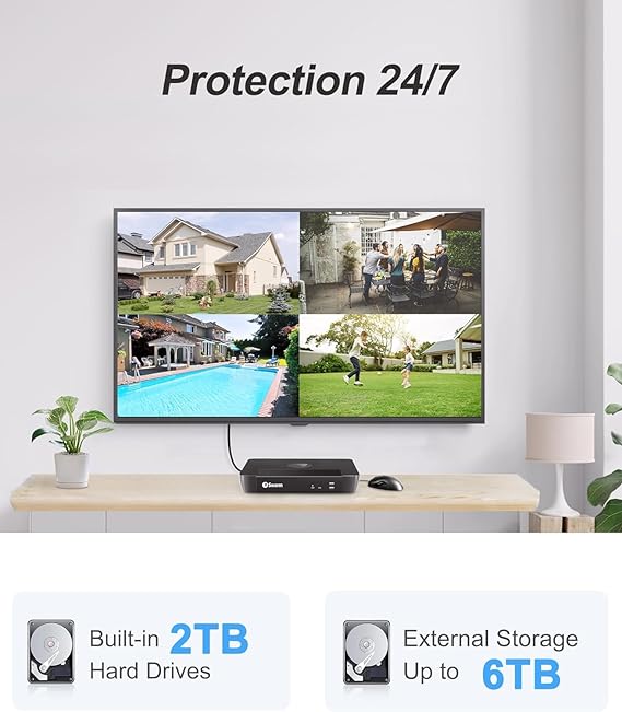 SWANN Pro 4K UHD, 8 Channel Home Security System, 2TB NVR, 4 Dome PoE IP Cameras Outdoor, Wired Surveillance CCTV, Heat Motion Vehicle Detection, LED Light, 24/7 Recording Security Camera, 889804D