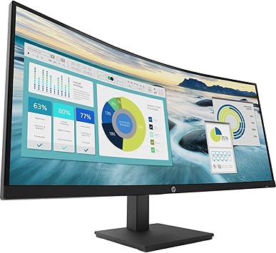 HP P34HC G4 34" WQHD Curved Screen Edge LED LCD Monitor - Vertical Alignment - 3440 x 1440-250 Nit - 100 Hz RR - HDMI - Display Port - Black