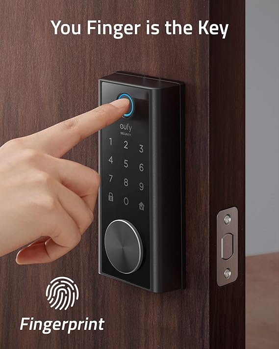 eufy Security Smart Lock Touch & Wi-Fi, Fingerprint Scanner, Keyless Entry Door Lock, Smart Wi-Fi Lock, Bluetooth Electronic Deadbolt, Touchscreen Keypad, BHMA Certified, IP65 Weatherproofing