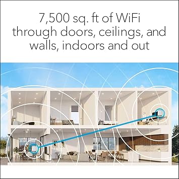 NETGEAR Orbi Whole Home Tri-Band Mesh Wi-Fi 6 System (RBK853) – Router with 2 Satellite Extenders, Coverage Up to 7,500 Square Feet, 100 Devices, AX6000 (Up to 6Gbps)