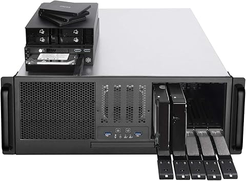 SilverStone Technology RM41-H08 4U Rackmount Server Case with 5 x 3.5 Hot-Swappable Bay and 3 x 5.25 Bays with USB 3.1 Gen 1 RM41-H08-x