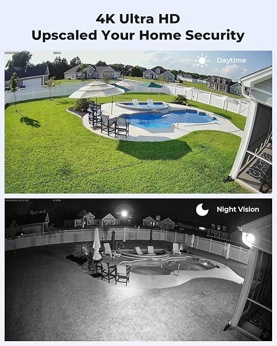 H.VIEW 4K Home Security Camera System Poe 8mp 6 Pcs IP Dome CCTV Camera Kits, 4K PoE Cameras Home Surveillance Wired Outdoor, 8CH NVR 4TB HDD with Audio,Smart AI Detection