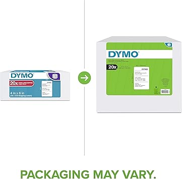 DYMO Authentic LabelWriter Extra-Large Shipping Labels for LabelWriter Label Printers, White, 4'' x 6'' (1744907), 20 rolls of 220