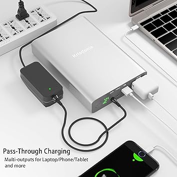 AC Power Bank, Krisdonia 222Wh/60000mAh 130W AC Outlet Portable Laptop Charger, Power Supply Battery Backup for MacBook, Laptop and More