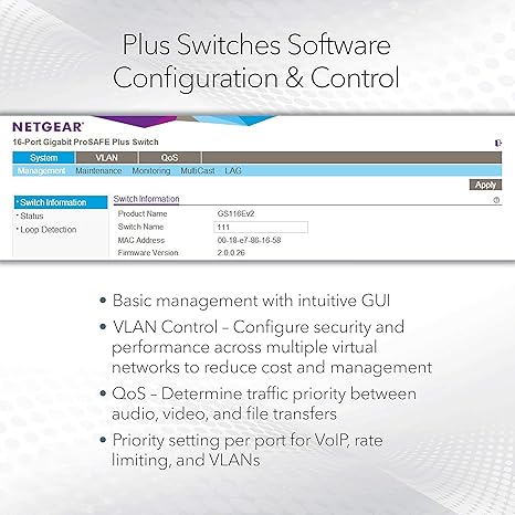 NETGEAR 8-Port PoE Gigabit Ethernet Plus Switch (GS108PEv3) - Managed, with 4 x PoE @ 53W, Desktop or Wall Mount, and Limited Lifetime Protection