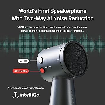 IPEVO Vocal AI Beamforming Bluetooth Speakerphone for Conferencing, Video Calls, Online Meetings, Hybrid Work, Meeting Rooms, Microphone with Noise Reduction