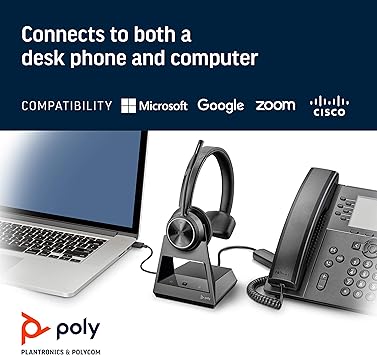 Poly Savi 7310-M Ultra-Secure Wireless DECT Headset System - Microsoft Teams Certified Version