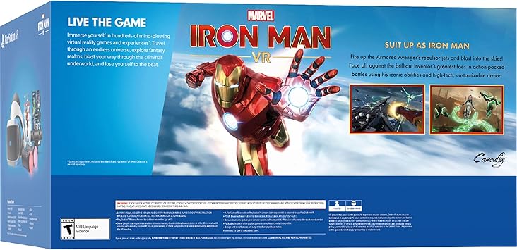 PlayerO Play-Station VR Marvel's Iron Man VR Bundle: Headset, Camera, 2 Move Motion Controllers, Digital Code for PS-4 PS-5, White