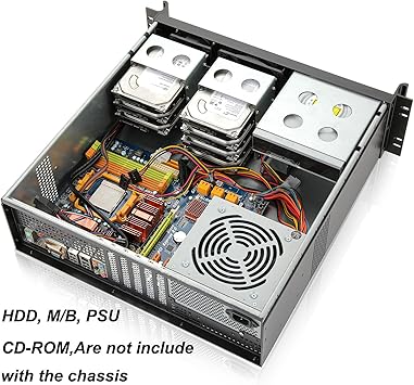 RackChoice 3u Short Depth 17.7 rackmount Server Chassis ATX/Micro ATX/Mini-itx 2x5.25+5x3.5 Bays Support Standard ATX PSU with Either top or Side Cooling