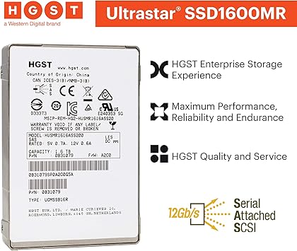 HGST Ultrastar SSD1600MR HUSMR1616ASS200 1.60 TB 2.5" Internal Solid State Drive - SAS - 1.07 GBps Maximum Read Transfer Rate - 700 MBps Maximum Write Transfer Rate - 130000IOPS Random 4KB Read - 30000IOPS Random 4KB Write - 0B31079