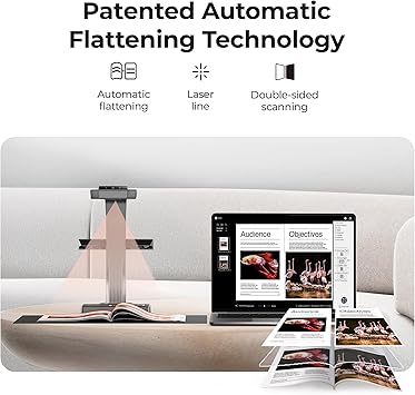 CZUR ET16 Plus Advanced Book & Document Scanner, 2nd Gen Auto-Flatten&Deskew Tech, 16MP Camera, Capture A3, 186 Languages OCR, Convert to PDF/Searchable PDF/Word/Tiff/Excel, Run On Windows&MacOS