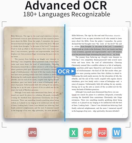 CZUR Shine Ultra Smart Portable Document Scanner, Thin Book Scanner with OCR, USB Document Camera for Desktop/Laptop, Capture Size A3, Compatible with Windows & Mac OS