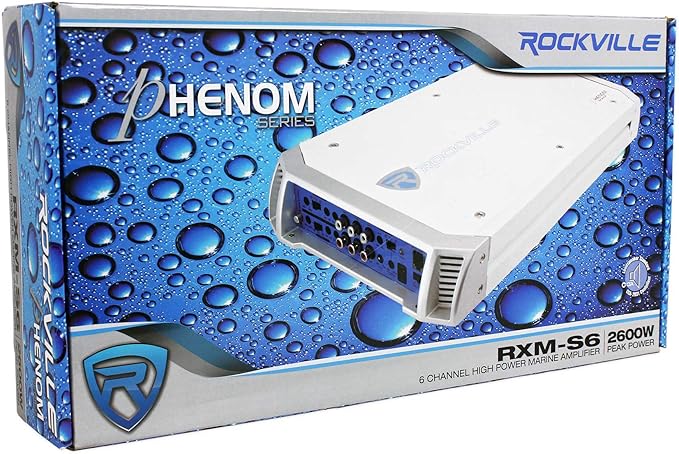 Rockville RXM-S6 Marine/Boat 6 Channel Amplifier 2600 Watt Peak / 1300w RMS