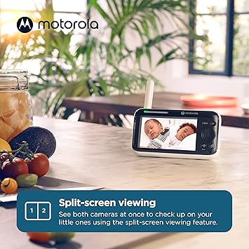 Motorola Baby PIP1610 HD - 5" Motorized Video Baby Monitor w/ 2 Cameras, Wall Mount, 1000ft Range, Two-Way Audio, Room Temperature Monitoring - Private Connection (No Wi-Fi, Does Not Use App)