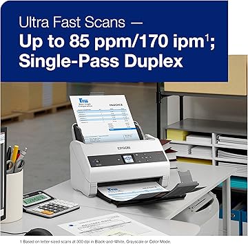 Epson DS-970 Colour Duplex Workgroup Document Scanner: 85 ppm, Twain and ISIS Drivers, 3-Year Limited Warranty with Next-Business-Day Whole Unit Exchange