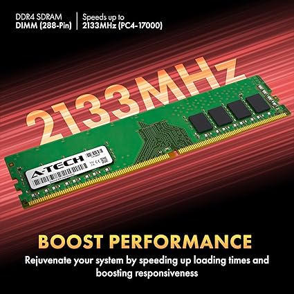 A-Tech 64GB (4x16GB) DDR4 2133 MHz UDIMM PC4-17000 (PC4-2133P) CL15 DIMM 2Rx8 Non-ECC Desktop RAM Memory Modules