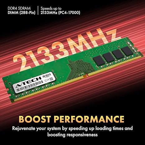 A-Tech 64GB (4x16GB) DDR4 2133 MHz UDIMM PC4-17000 (PC4-2133P) CL15 DIMM 2Rx8 Non-ECC Desktop RAM Memory Modules
