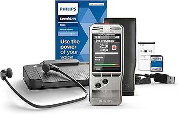 Philips PocketMemo DPM6700/03 Author and Assistant Kit Includes DPM6000 Voice Recorder, Foot Switch ACC2330, Stereo Underchin Headphones LFH0334 and SpeechExec Basic Voice & Playback Software