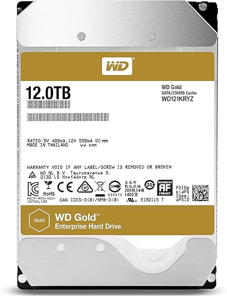 Western Digital 10TB WD Gold Enterprise Class Internal Hard Drive - 7200 RPM Class, SATA 6 Gb/s, 256 MB Cache, 3.5" - WD102KRYZ