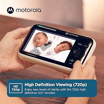 Motorola Baby PIP1610 HD - 5" Motorized Video Baby Monitor w/ 2 Cameras, Wall Mount, 1000ft Range, Two-Way Audio, Room Temperature Monitoring - Private Connection (No Wi-Fi, Does Not Use App)