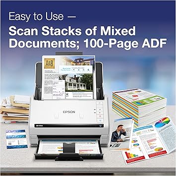 Epson DS-770 II Colour Duplex Document Scanner for PC and Mac, with 100-page Auto Document Feeder (ADF), Twain and ISIS Drivers