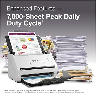 Epson DS-770 II Colour Duplex Document Scanner for PC and Mac, with 100-page Auto Document Feeder (ADF), Twain and ISIS Drivers