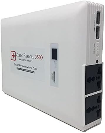 Zopec Explore 5500 CPAP Battery (2-3 Nights). Uninterruptible Power Supply (UPS). Works with All Machines! No Adapters Needed! Smallest and Lightest of Its Kind. FAA/TSA Compliant.