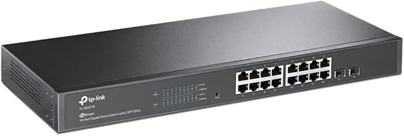 TP-Link JetStream 16-Port Gigabit Smart Switch with 2 SFP Slots (TL-SG2218) - 16 Gigabit RJ45 ports, 2 Gigabit SFP, Desktop/Rackmount, Omada SDN Integrated