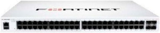 Fortinet FortiSwitch 100 FS-148F-POE Ethernet Switch - 48 Ports - Manageable - 2 Layer Supported - Modular - 476.30 W Power Consumption - 370 W PoE Budget - Optical Fiber, Twisted Pair - PoE Ports - 1