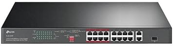 TP-Link 24 Port 10/100Mbps Fast Ethernet PoE Switch 24 PoE+ Ports @250W, w/ 2 Uplink Gigabit Ports + 2 Combo SFP Slots Extend Mode Priority Mode (TL-SL1226P),Black