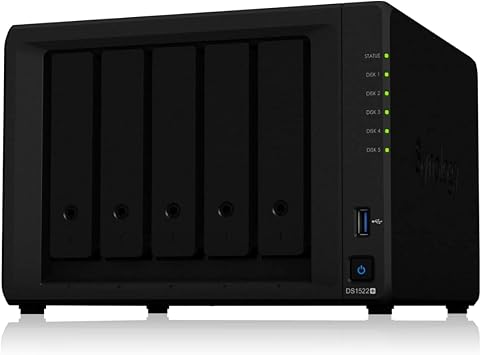 Synology DS1522+ 5-Bay Desktop NAS Solution 5x3,5/2,5" SATA HDD/SSD, 2X M.2 2280 NVMe SSD, 8GB RAM