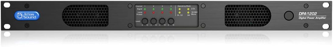 Atlas Sound IED DPA1202 Networkable Multi-Channel Power Amplifier; 1200W, 2 x 600W 70V/100V; 4 x 300W at 4 Ohms; 1 x 600W 70V/100V, 2 x 300W at 4 Ohms; Networkable; Configurable DSP via GUI