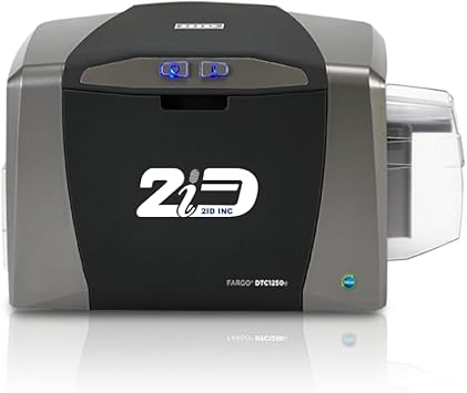 2ID Fargo DTC1250e Single-Sided Badge Printer & Complete Supplies Package | Includes Beginner Edition Card Production Software for School IDs, Corporate Access Cards, and Business Badges