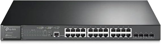 TP-Link JetStream 28-Port Gigabit L2 Managed Switch with 24-Port PoE+ (TL-SG3428MP) - 24× gigabit PoE+ ports @384W, 4× gigabit SFP Slots, Omada SDN Integrated, Limited Lifetime Protection