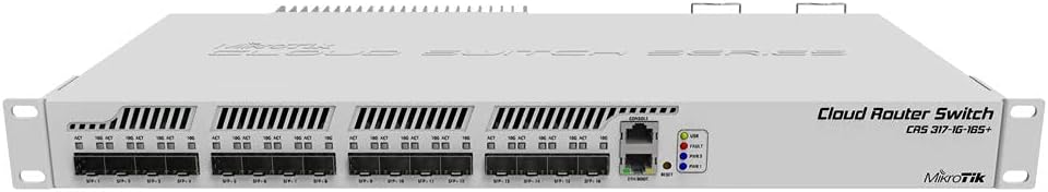 Mikrotik CRS317-1G-16S+RM, 16-Port 10GbE SFP+ Managed Layer 3 Switch, Silver, Metal Case, Compatible with Desktop, Laptop, Server, Network Printer