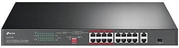 TP-Link TL-SL1218P | 16 Port 10/100Mbps Fast Ethernet PoE Switch | 16 PoE+ Ports @150W, w/ 2 Uplink Gigabit Ports + 1 Combo SFP Slot | Limited Lifetime Protection | Extend, Priority & Isolation Mode