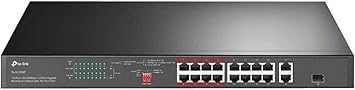 TP-Link TL-SL1218P | 16 Port 10/100Mbps Fast Ethernet PoE Switch | 16 PoE+ Ports @150W, w/ 2 Uplink Gigabit Ports + 1 Combo SFP Slot | Limited Lifetime Protection | Extend, Priority & Isolation Mode