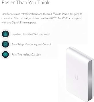 Ubiquiti UAP-AC-IW-US Unifi Access Point in Wall - White
