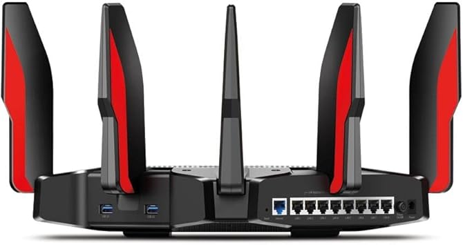 TP-Link AC5400 Tri Band Gaming Router - MU-MIMO, 1.8GHz Quad-Core 64-bit CPU, Game First Priority, Link Aggregation, 16GB Storage, Airtime Fairness, Secured WiFi, Works with Alexa (Archer C5400X)