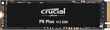 Crucial P5 Plus 2TB PCIe Gen4 3D NAND NVMe M.2 SSD, up to 6600MB/s - CT2000P5PSSD8,Black