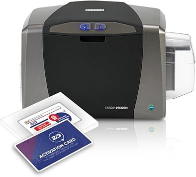 2ID Fargo DTC1250e Single-Sided Badge Printer & Complete Supplies Package | Includes Beginner Edition Card Production Software for School IDs, Corporate Access Cards, and Business Badges
