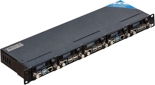 UCTRONICS for Raspberry Pi Rackmount Complete Enclosure 2.0 with PoE Functionality, Front Removable 19" 1U Rack Mount with Captive Screws, Supports Up to 5 RPis, Compatible with Raspberry Pi 4B, 3B+