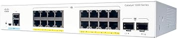 Cisco Catalyst 1000-16T-E-2G-L Network Switch, 16 Gigabit Ethernet Ports, 2 1G SFP Uplink Ports, Fanless Operation, External PS, Enhanced Limited (C1000-16T-E-2G-L)