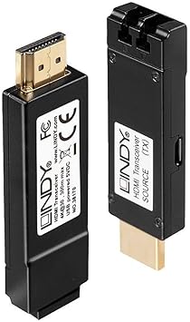 Lindy 38170 Kit extender HDMI 4K sur fibre optique jusqu'à 300 m Noir