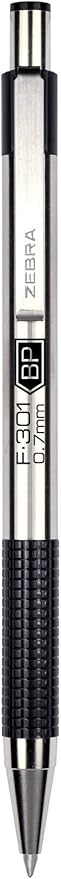 Zebra Pen F-301 Retractable Ballpoint Pen, Stainless Steel Barrel, Fine Point, 0.7mm, Black Ink, 12-Pack. Model #27110 - (Case of 96 packs, 1152 Count Total)