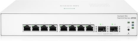 HPE Networking Instant On Switch Series 1930 8-Port Gb Smart-Managed Layer 2+ Ethernet Switch | 8X 1G | 2X SFP | US Cord (JL680A#ABA)