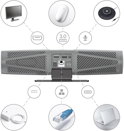 AVerMedia PA511D- 4K Video Conference Camera, Speakerphone, Echo Cancellation, Autoframing, Zoom Certified, Wired Network and One Cable Connection - Webcam for PC, Tripod & Monitor