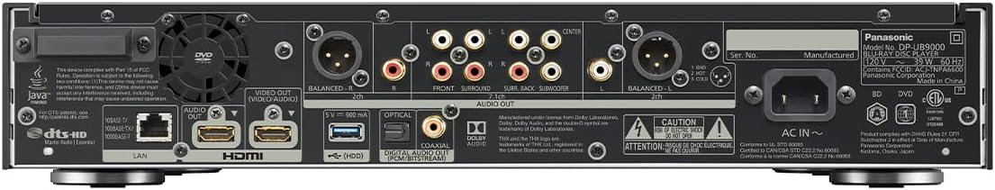 Panasonic Reference-Class 4K Blu Ray Player, UHD Blu Ray DVD Player with HDR10+ & Dolby Vision Playback, THX Certified, Hi-Res Sound, 4K VOD Streaming, Works with Alexa, DP-UB9000P1K (Black)